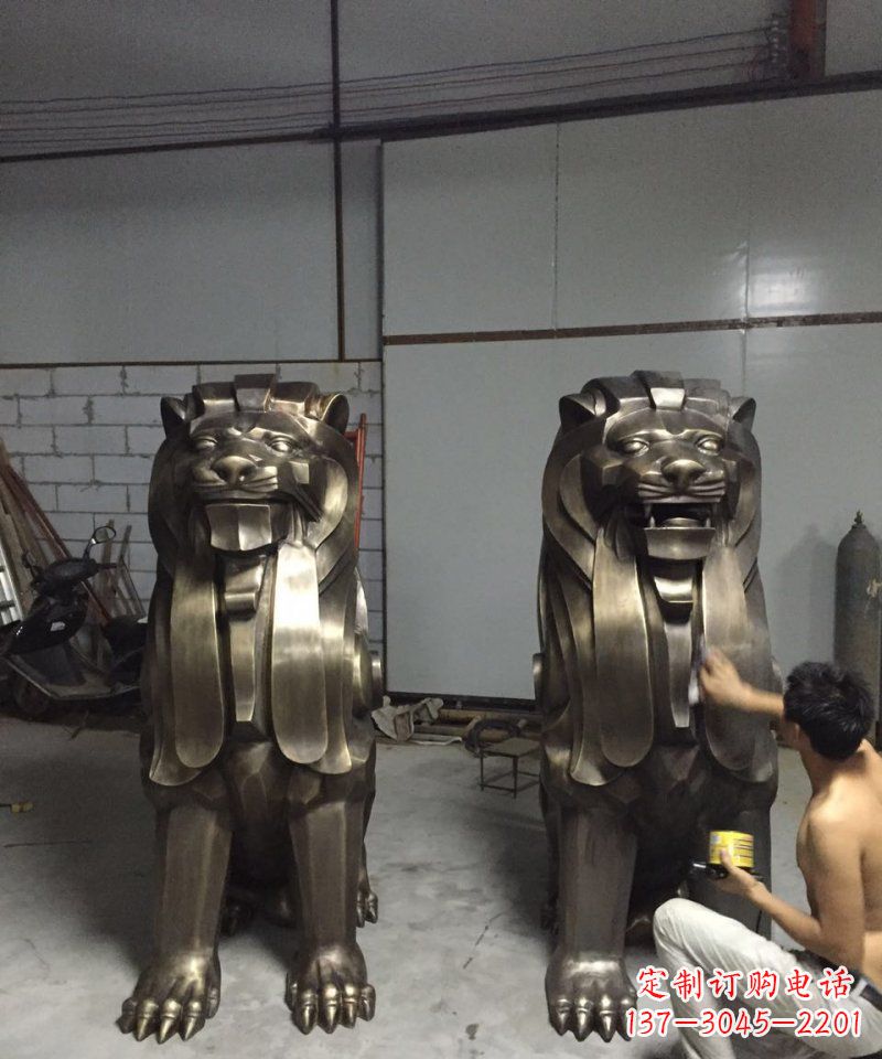 金华抽象狮子西洋狮子铜雕