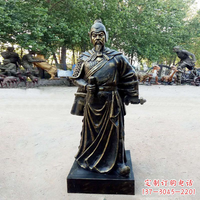 金华初唐名将历史著名人物李靖玻璃钢仿铜雕塑像