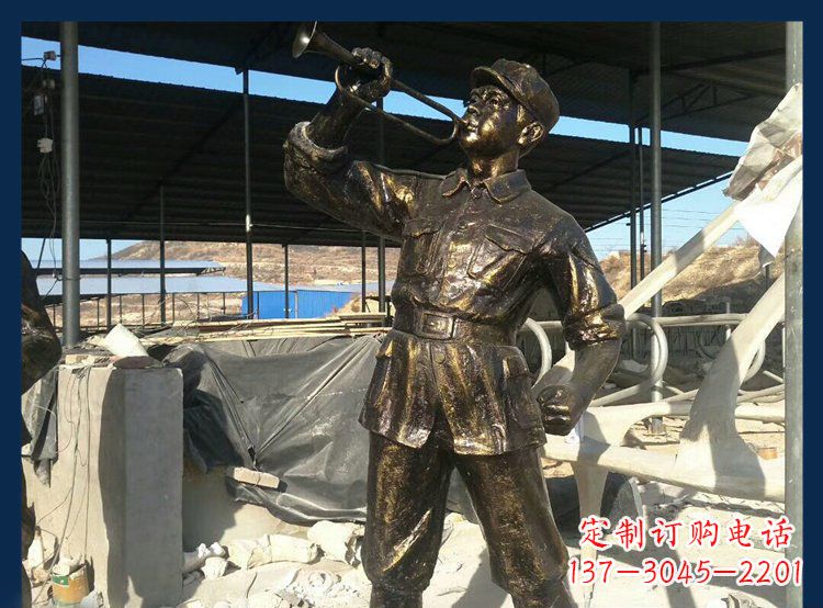 金华冲锋号雕塑永远记住八路军