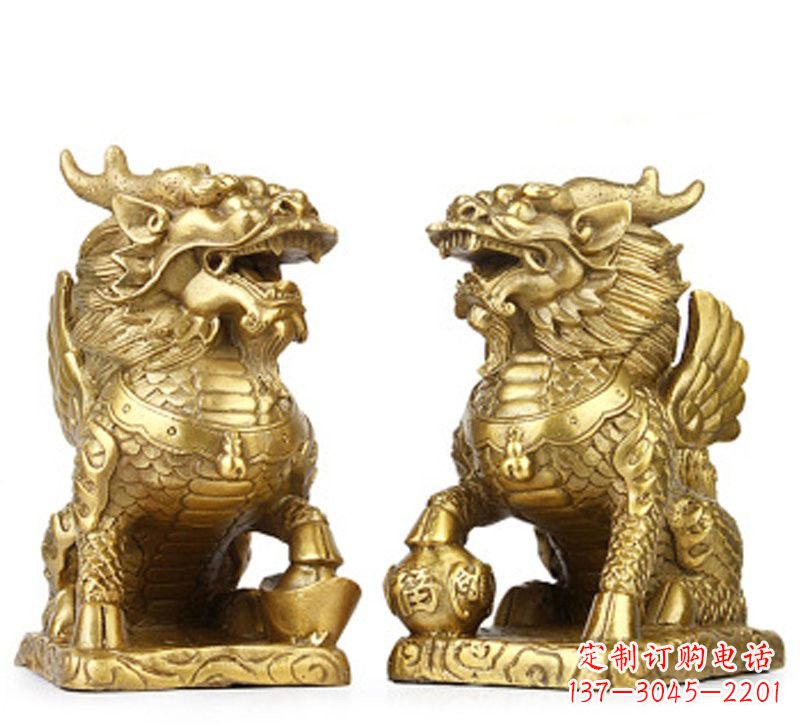 金华绚丽多彩的纯铜麒麟雕塑