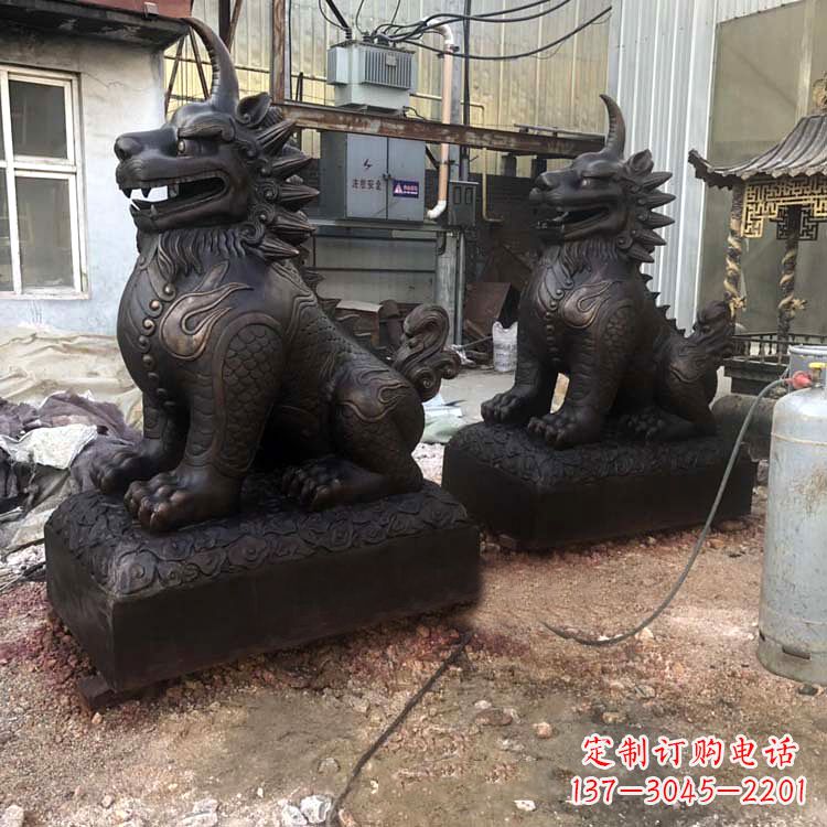 金华精美纯铜獬豸雕塑中国古代神兽雕刻之美