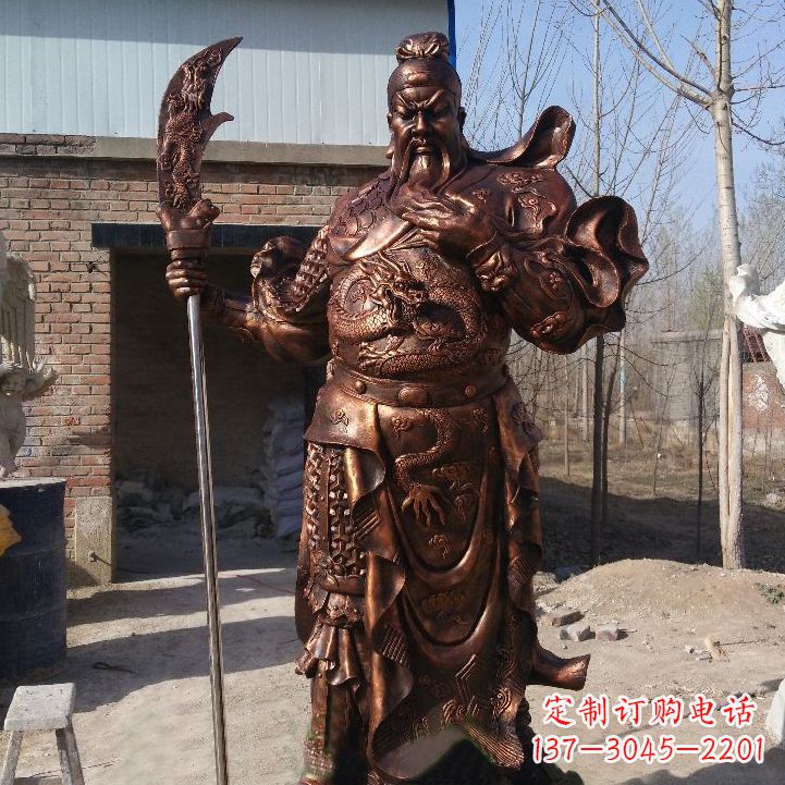 金华铸造巍然屹立的关公雕像