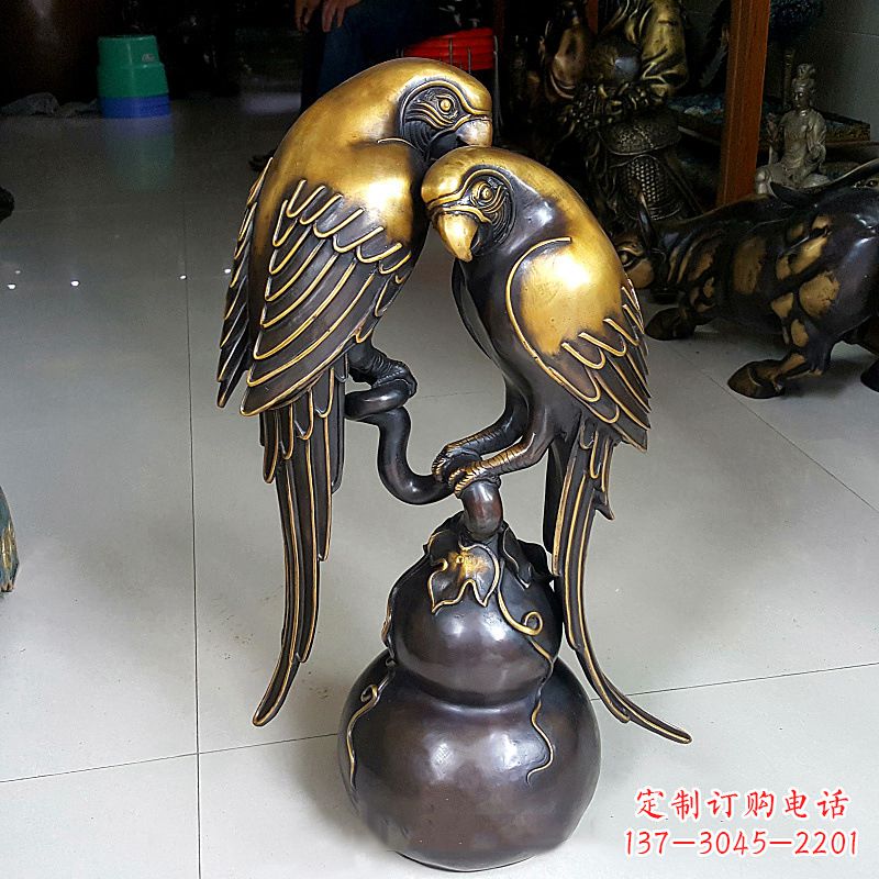 金华铸造纯铜鹦鹉雕塑