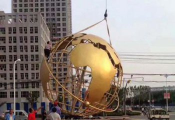 金华城市之美不锈钢镂空地球仪雕塑