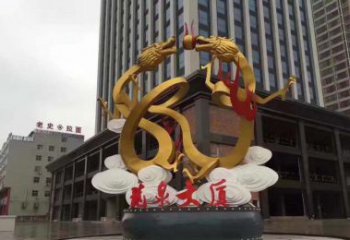金华精美的双龙戏珠不锈钢雕塑