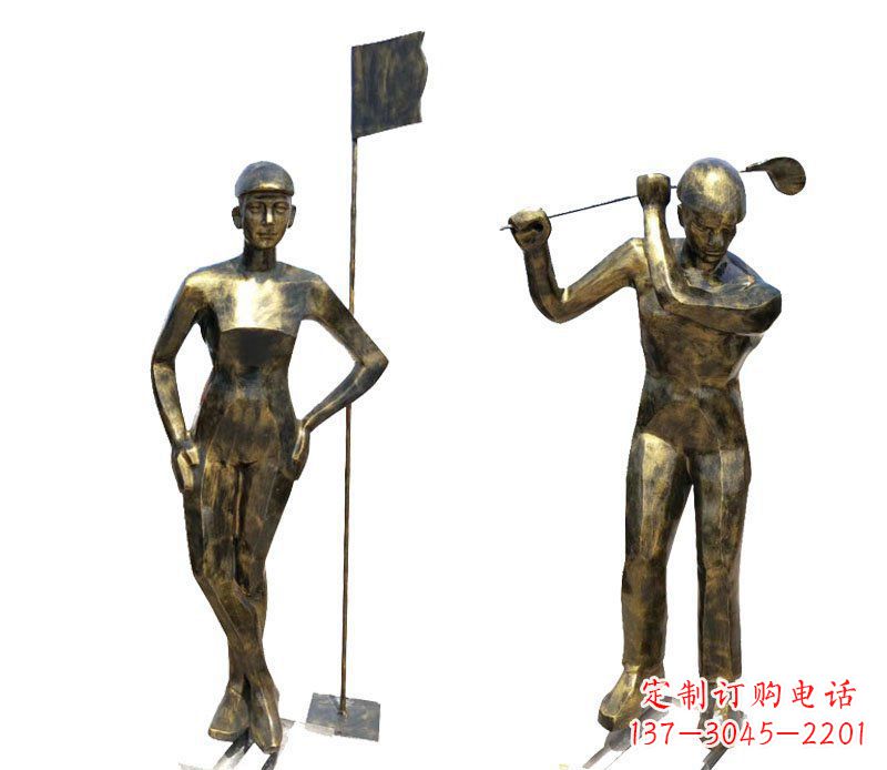 金华打高尔夫人物广场景观铜雕摆件