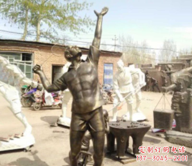 金华打羽毛球公园人物铜雕