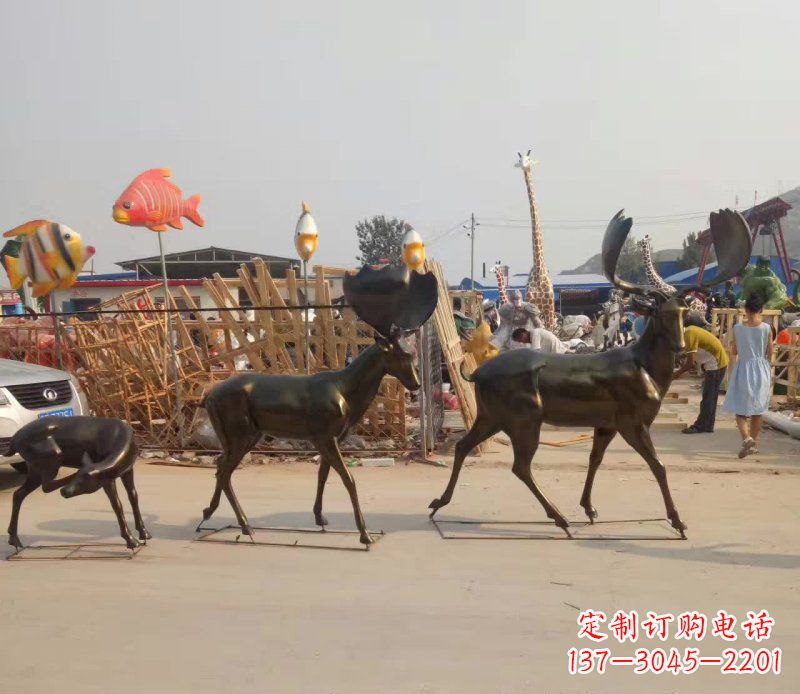 金华大角鹿群的铜雕美丽的艺术精品