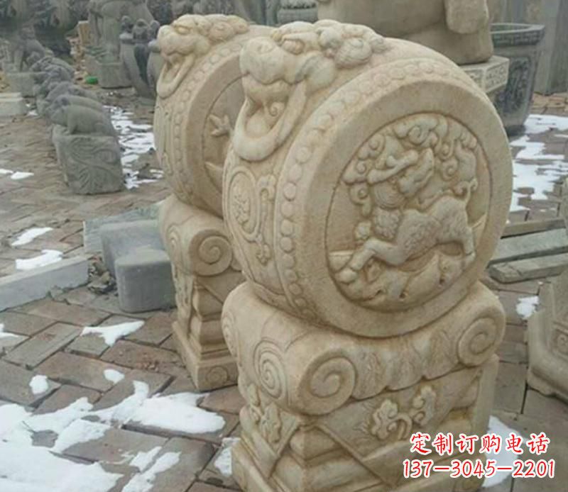 金华大理石抱鼓公园门墩雕塑——精美雕刻展现灵动之美