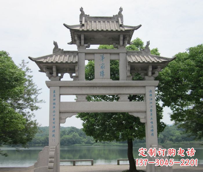 金华大理石单门牌楼雕塑精美的艺术瑰宝