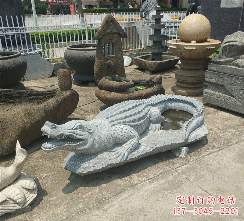 金华动物雕塑大理石鳄鱼