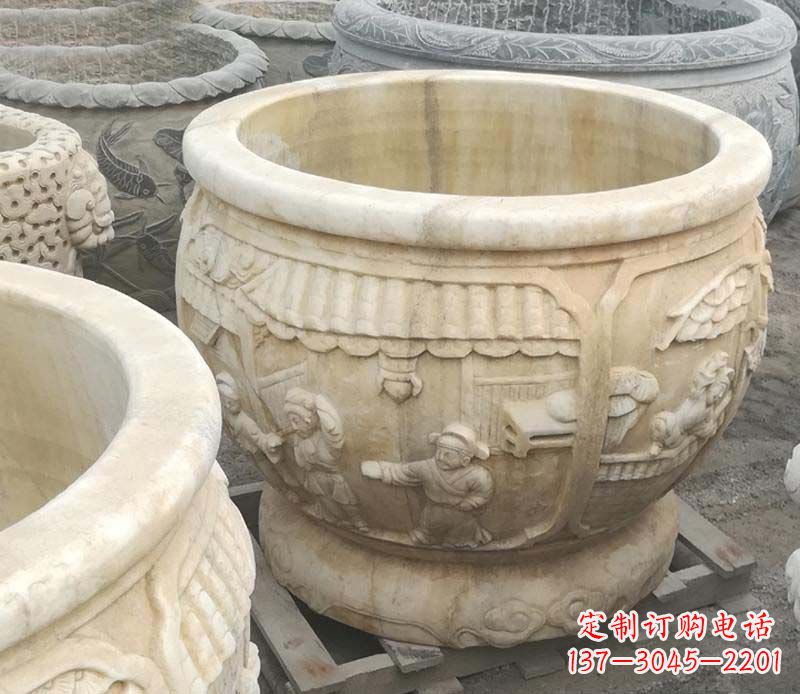 金华雕刻精美的大理石儿童水缸