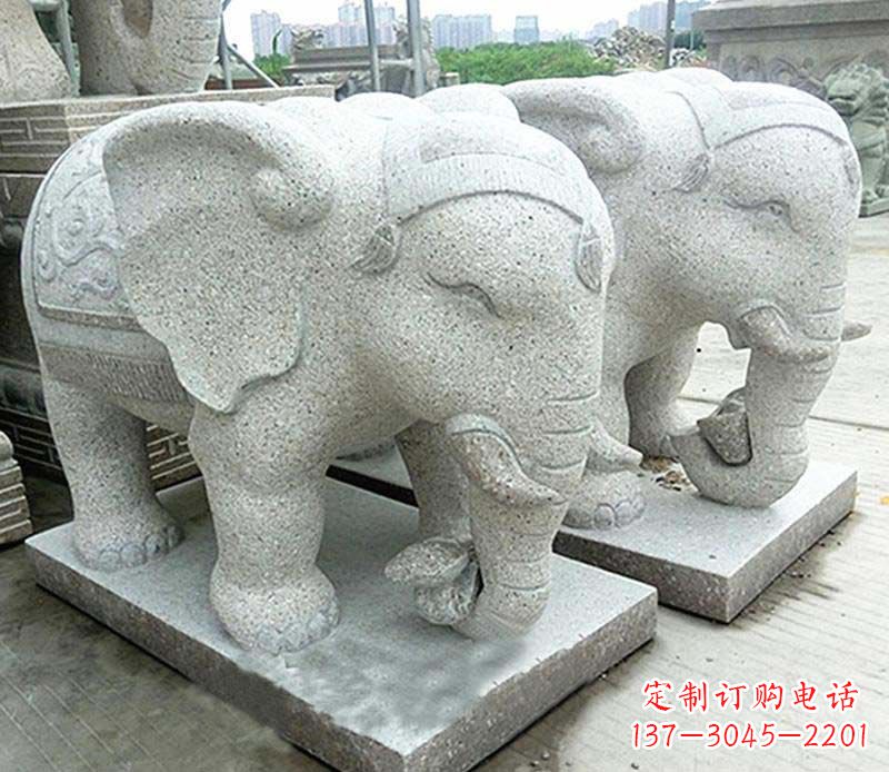 金华大理石制作的精美招财大象雕塑