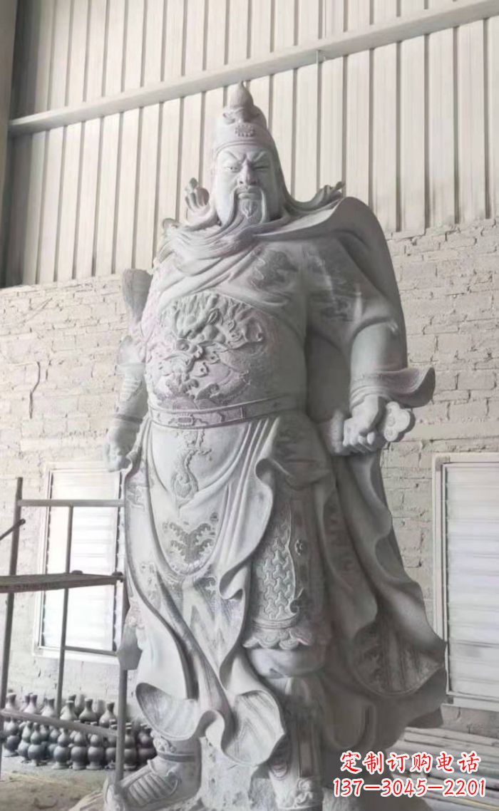 金华大理石关公雕塑,精美绝伦