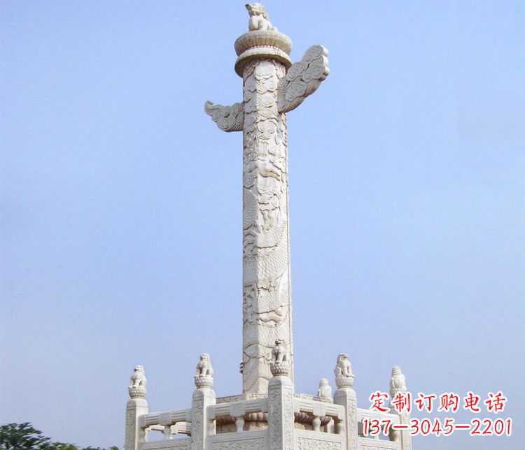 金华大理石华表广场盘龙柱石雕