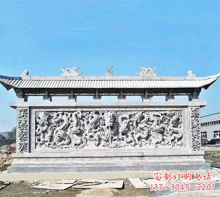 金华精美大理石九龙壁雕塑