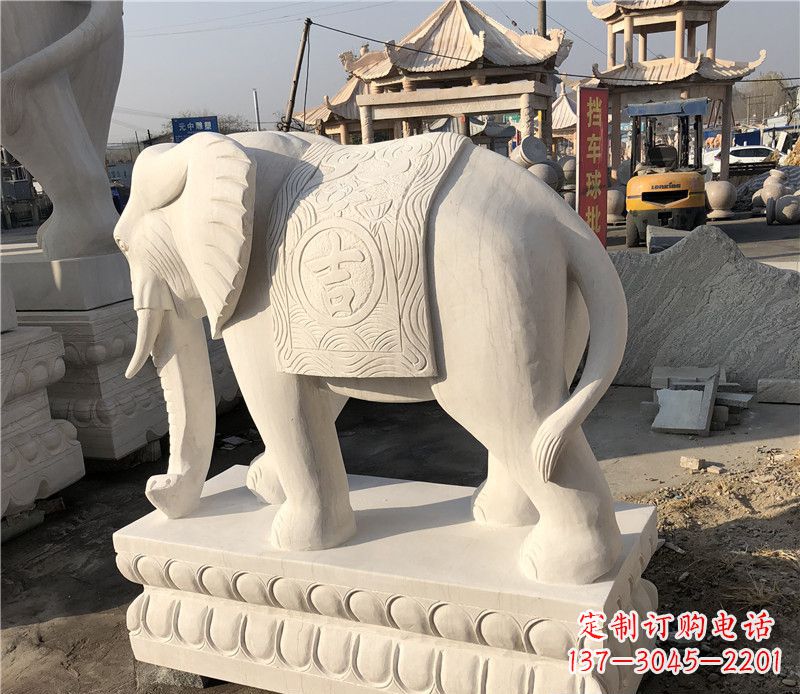 金华大理石卷鼻如意大象