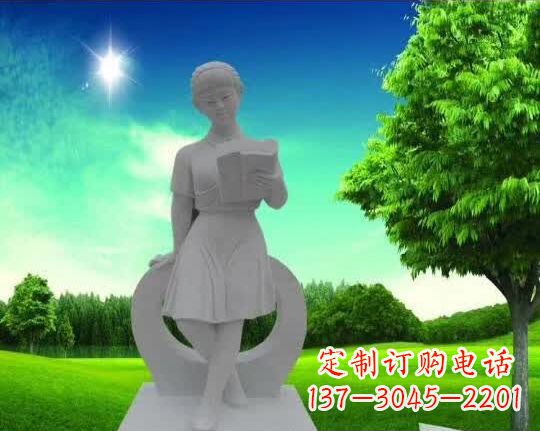 金华精致大理石“看书女孩”雕塑