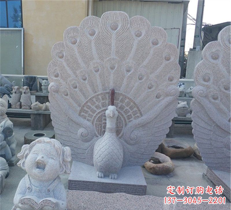 金华大理石孔雀开屏石雕