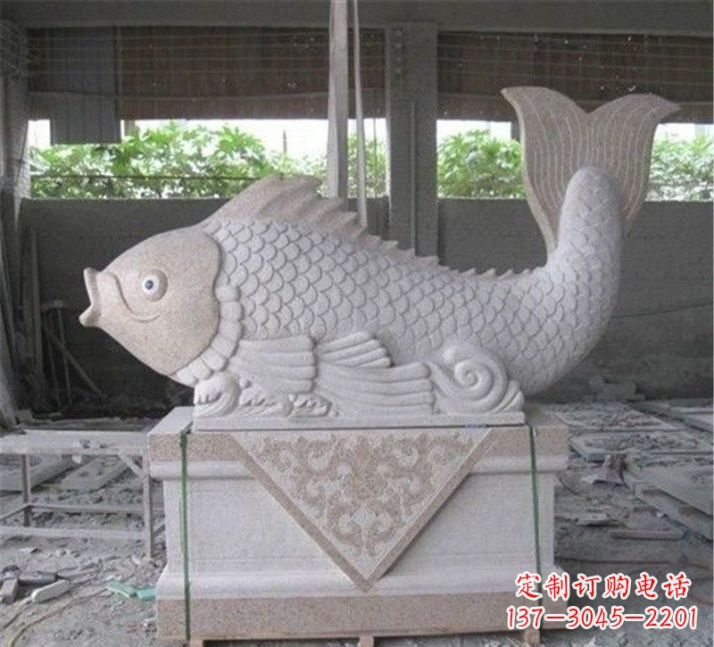 金华精美大理石"鲤鱼"雕塑