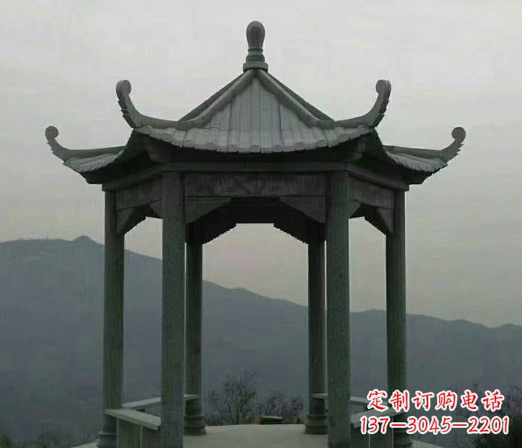 金华考究工艺,奢华大理石六角凉亭雕塑