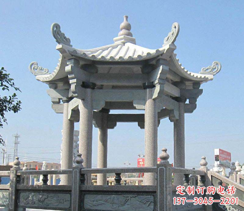 金华大理石六角凉亭石雕，为您的家园带来浪漫情怀