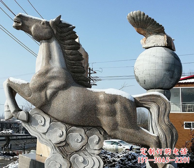 金华大理石马踏祥云石雕
