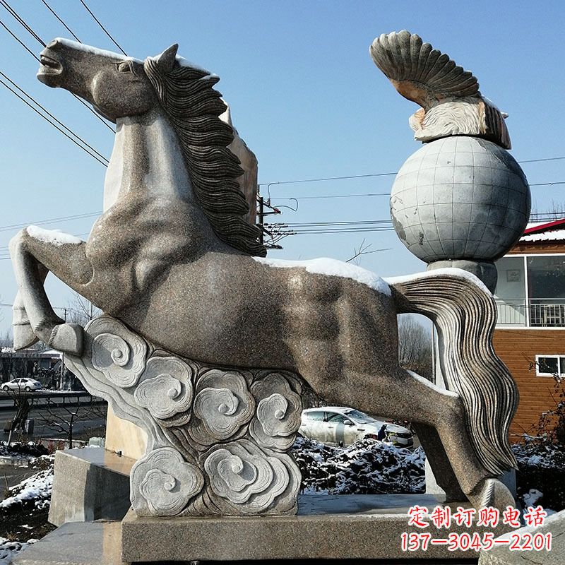金华大理石马踏祥云雕塑