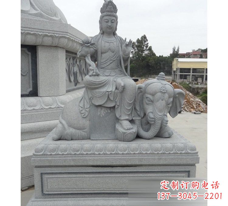 金华精雕细琢的大理石普贤菩萨雕塑