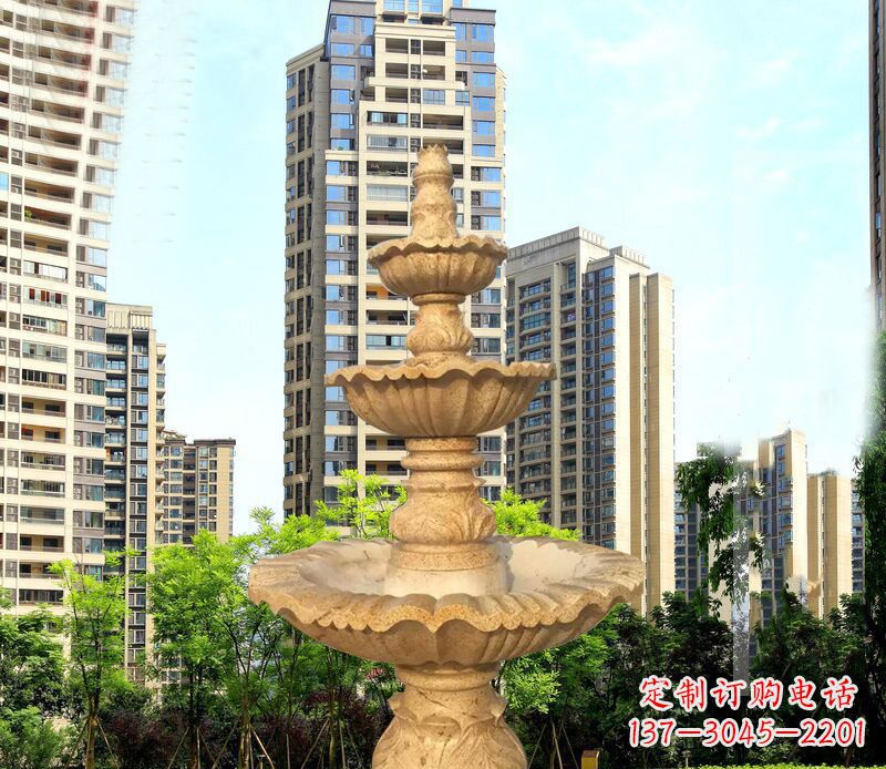 金华大理石三层喷泉公园石雕 (2)