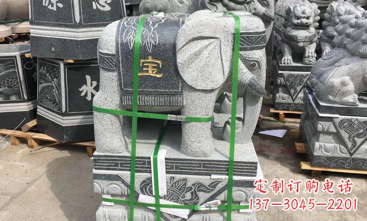 金华大理石如意大象门口镇宅石雕 (3)