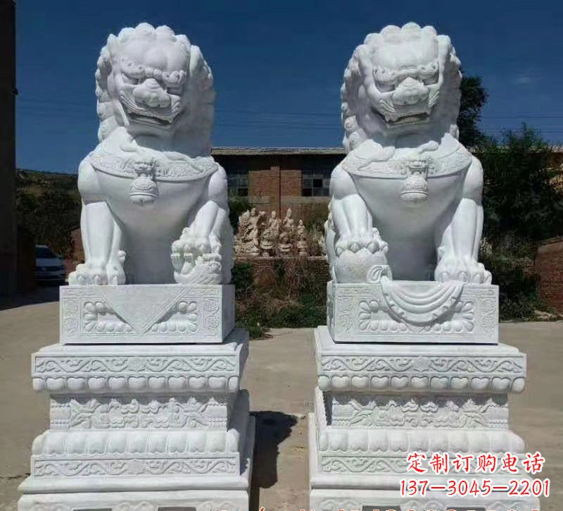 金华大理石狮子石雕,雕塑定制精美狮子