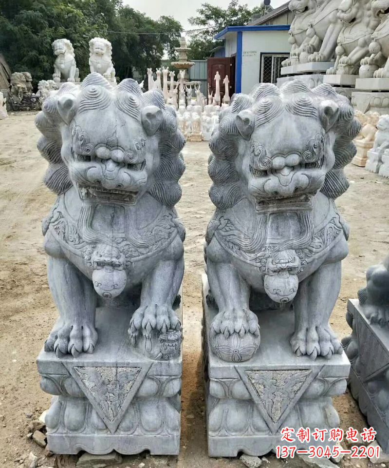 金华传统工艺精雕大理石狮子石雕塑