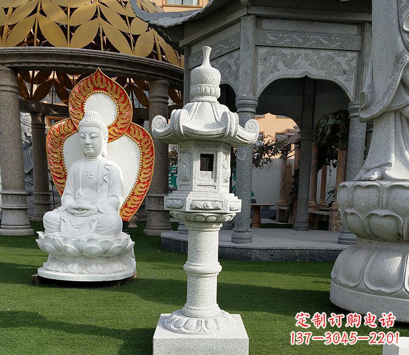 金华独特的大理石石灯笼寺庙石雕