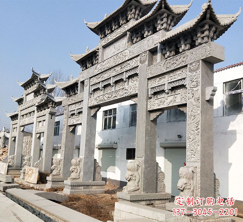 金华大理石石雕牌坊雕刻