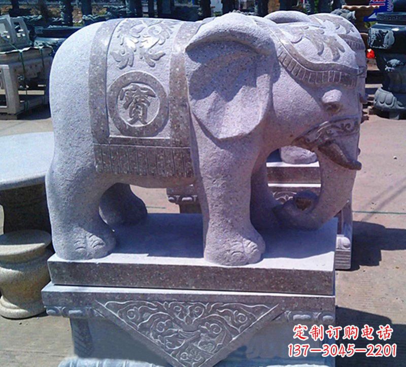 金华大理石石雕招财进宝大象，传递招财进宝的吉祥祝福