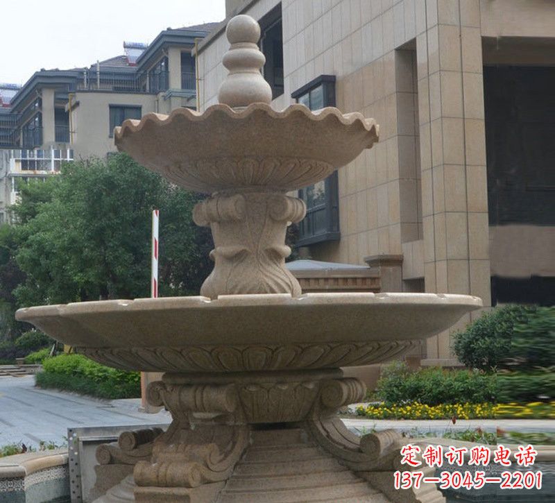 金华简约双层大理石喷泉雕塑