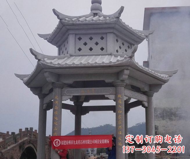 金华大理石双层石雕凉亭——独特的艺术结晶