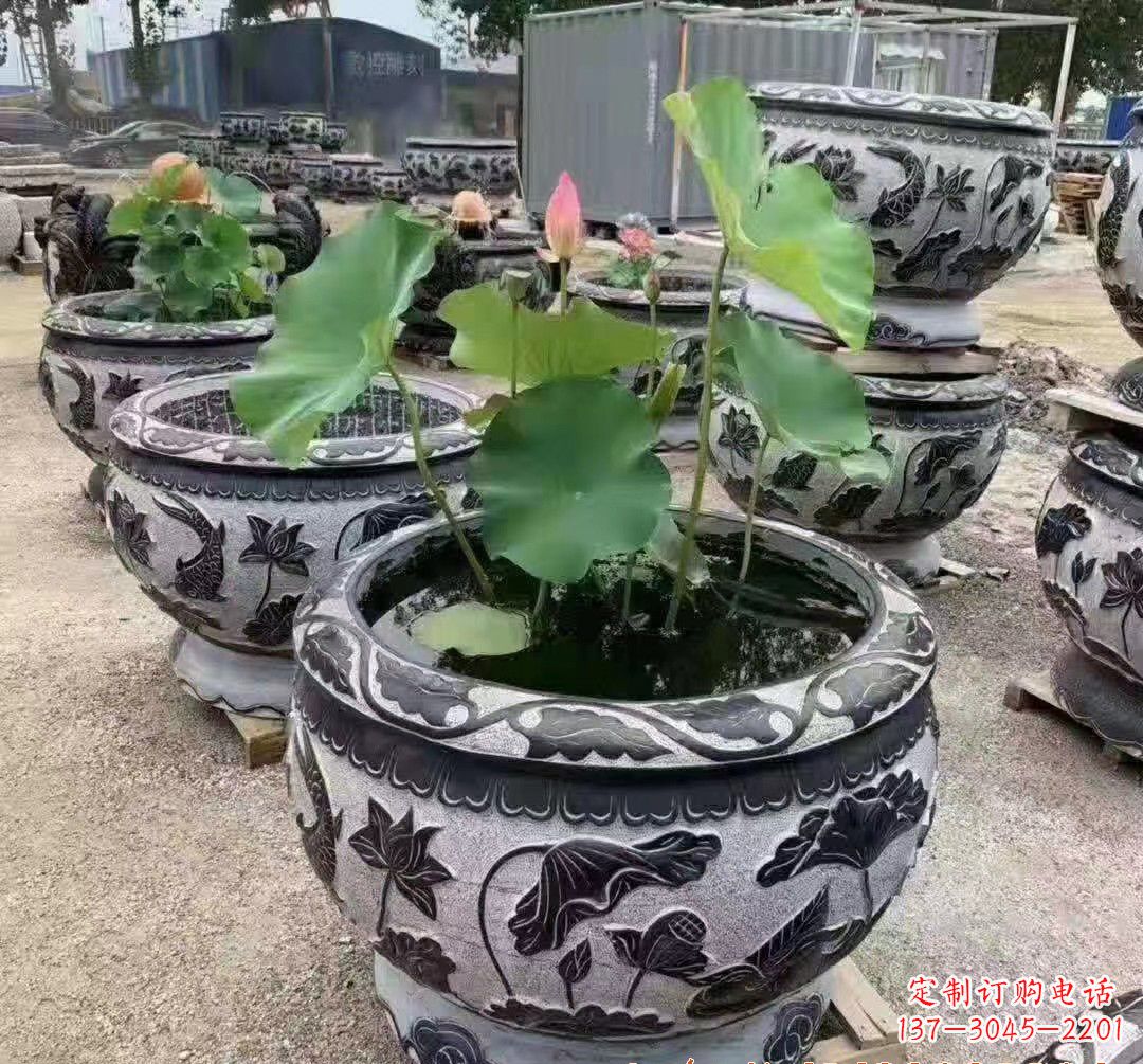 金华精美大理石鱼缸雕塑