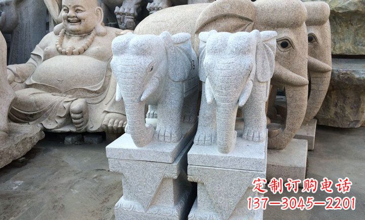金华大理石大象雕塑 招财进宝