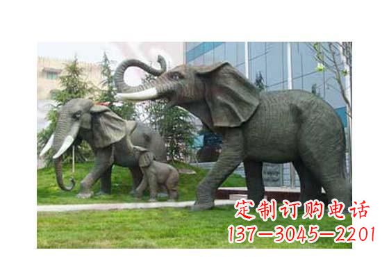 金华大象一家三口铜雕