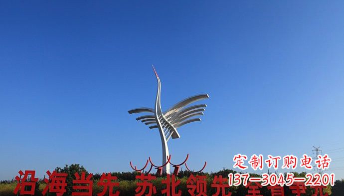 金华大型不锈钢标志性抽象仙鹤