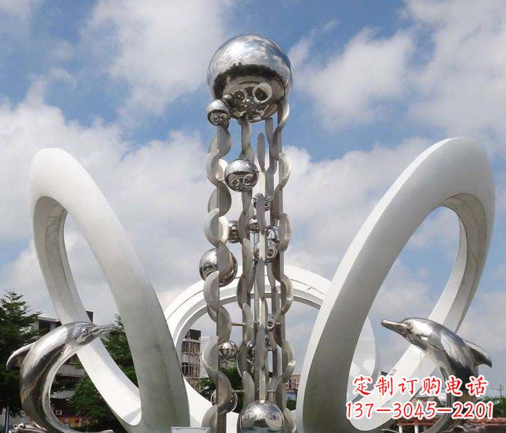金华精致不锈钢海豚雕塑