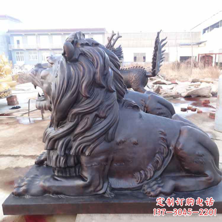 金华大型纯铜港币狮子动物雕塑