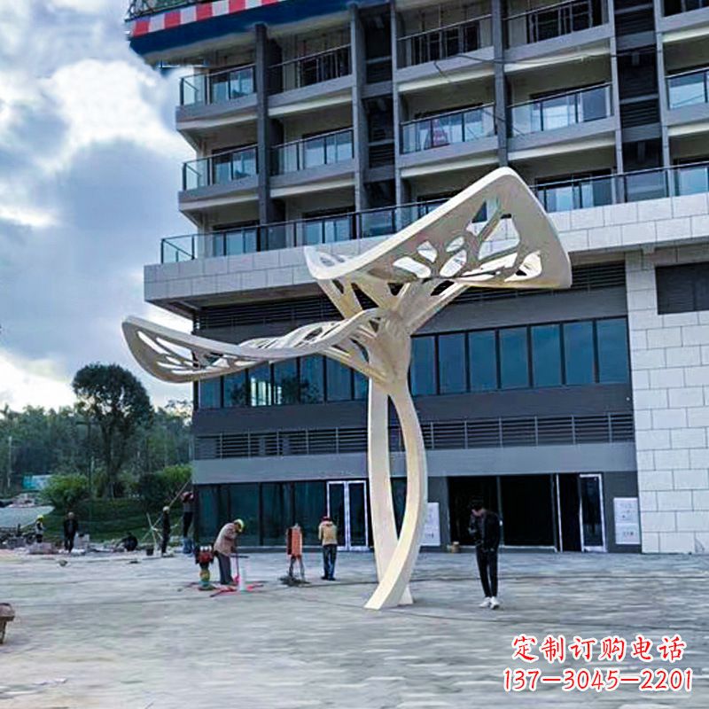 金华大型广场不锈钢抽象树叶雕塑