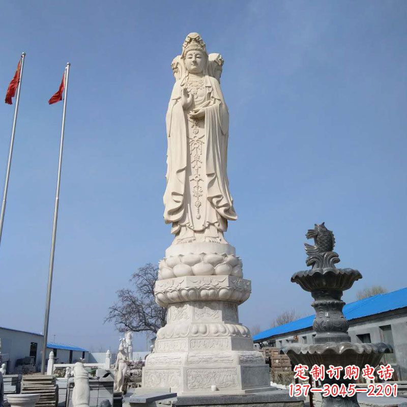 金华中领雕塑汉白玉三面观音石雕
