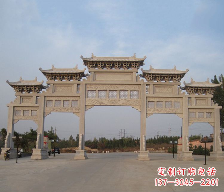 金华大型五门牌坊石雕精美雕塑