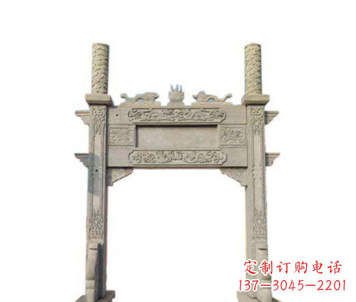 金华单门村口牌坊石雕