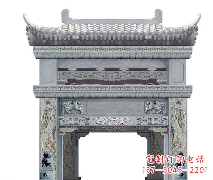 金华单门村口石雕牌坊 (2)