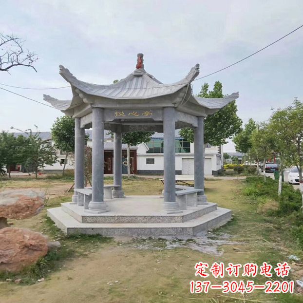 金华单层六角石凉亭公园亭子